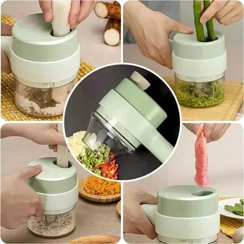 Cortador de verduras eléctrico portátil 4 en 1